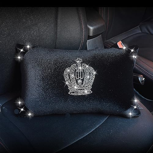 MINGZAIQIPEI Car Crown Diamond Throw Pillow Crown Pillow Waist Pillow,Auto Seat Throw Pillow Cushion Driving Relax Body Support Rhinestone Diamond Bling Accessories for Woman (Throw Pillow)