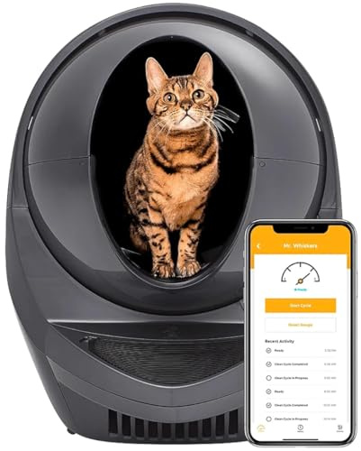 Litter-Robot 3 Connect von Whisker, Grau - Automatische, selbstreinigende Katzentoilette, hilft Gerüche zu reduzieren, funktioniert mit jedem klumpenden Katzenstreu