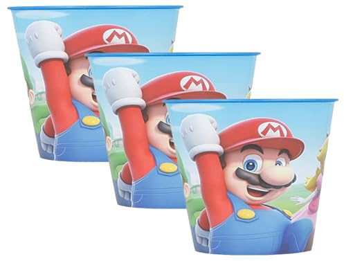 Stor WIEDERVERWENDBARER KINDERBECHER AUS BPA-FREIEM KUNSTSTOFF 260 ML | SUPER MARIO (Packung mit 3)