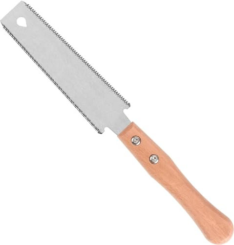 Small Japanese Hand Saw for Fine Cutting Wood,Double Edged 11/17 TPI Flush Cut Saw, Wooden Handle Fine Tooth Pull Saw for Wood, Bone, PVC, Tree Pruning, Camping, Hunting, Non-Ferrous Metal, Solid TPR