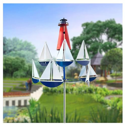 Sculpture Moulin A Vent Metal, Sculptures Et Mobiles à Vent (200/175/150/125/100 Cm Hauteur RéGlable) DéCoration De Style Nautique Moulin à Vent Deco De Jardin Exterieur