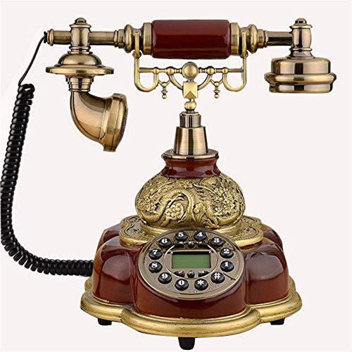 QTQHOME Teléfono fijo retro vintage, placa de esfera giratoria antigua con pantalla de llamada entrante, teléfono de oficina en casa, inalámbrico, GSM antiguo, 900/1800 MHz,compatible con tarjeta SIM