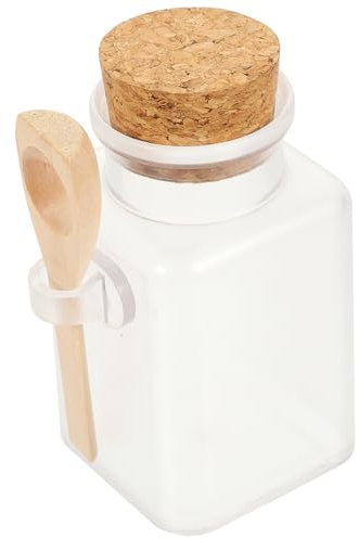 MAGICLULU 6stücke Badesalzflasche Mit Löffel Und Kork Naturholz Versiegeltes Für Salzbehälter Unterverpackungsflasche Mit Großem Fassungsvermögen Transparenter Flaschenkörper Zur Füllstandsb