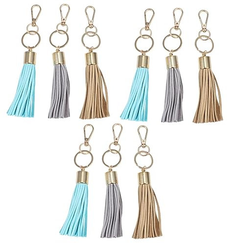 Operitacx 9 STK Quasten Bezaubern Lederfransen Taschenanhänger Zum Aufhängen Quastenanhänger Aus Leder Mini-Quasten Zum Basteln Quaste Aus Wildlederimitat Quasten Basteln Schlüssel Ornament