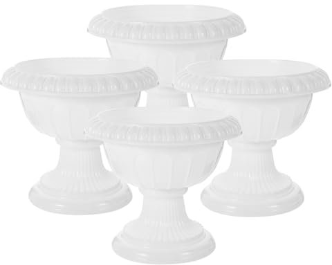 Yardwe Lot de 4 colonnes romaines pour plantes - Style vintage avec pot et urne traditionnelle