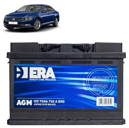 Batteria 70Ah A.G.M. per Volkswagen Passat B8 1.6 2.0 TDI gasolio 2014+