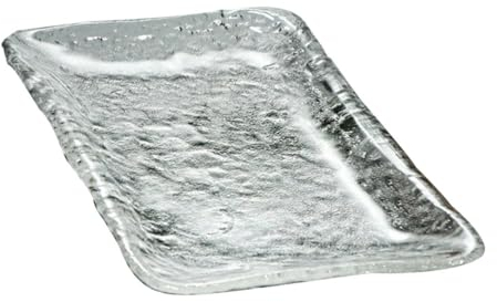 Hoement Decorative Tea Tray Vintage Glass Storage Plate for Teapot Tabletop Decor