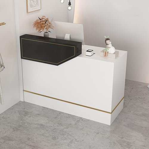 Rezeptionstheke, Empfangstheke, Rezeption Tisch Kassentisch, Empfangstresen, Tresen Bar Theke, Büromöbel, mit Abschließbaren Schubladen und Tastaturschublade, für Bartheke, Nagelstudio(White black,100