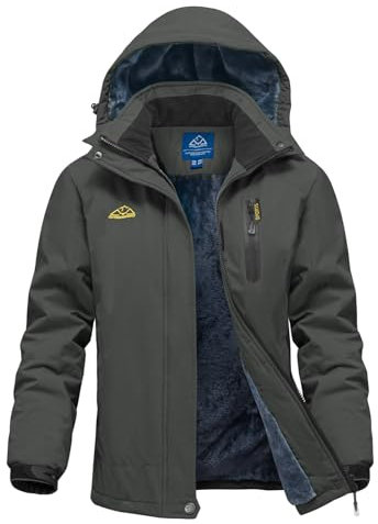 donhobo Damen Outdoor Winterjacke Winddichte Wasserdicht Softshell Jacke Warm Fleece Skijacke Funktionsjacke mit Abnehmbarer Kapuze, Dunkelgrau, M