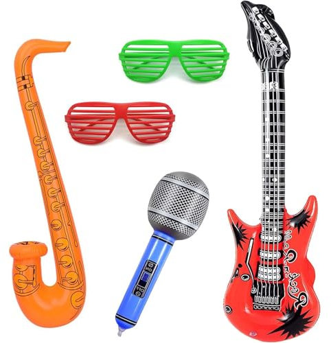 5 piezas de accesorios para caja de fotos, guitarras inflables, guitarras de aire para inflar, caja de fotos, accesorios de boda, guitarra de aire, guitarra inflable, caja de fotos, accesorios de