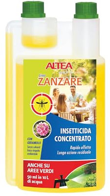 Altea insetticida zanzare professionale concentrato, insetticida cimici, pulci, zecche, mosche, striscianti, per interno ed esterno, effetto prolungato, flacone da 1 litro