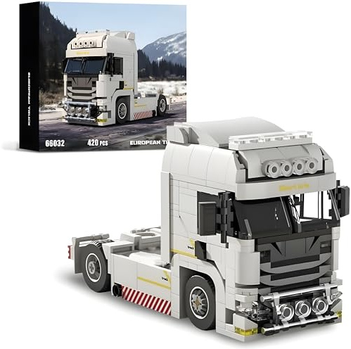 Technische Fahrzeugserie Bausteine Bausatz, 421 Teile Klemmbausteine Technik LKW Modellbausteinen, Klassiker Truck Bausteine Auto Bauspielzeug Set, Geschenke für Erwachsene und Kinder (66032)
