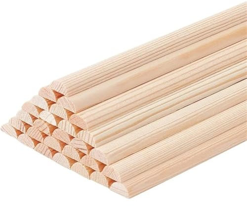 Craft Wooden Sticks,120Pcs 9.8 Inch Wooden Dowel Rods 7x3.5mm Half Round Dowel Rods Unfinished Wood Craft Sticks Arch Wood Dowel Rods Half Round Wooden Sticks for Craft