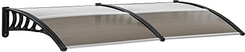 Outsunny Auvent de Porte d'entrée, Toit Marquise de Porte Exterieur en Polycarbonate et Aluminium résistante Toit abri Protection Contre la Pluie et UV pour terrasse, Balcon, 200 x 96 cm, Marron
