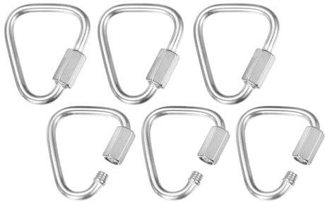 M METERXITY 6-Pack Quick Chain Link Connector, M3.5 1/8 304 Stainless Steel Triangle Locking Repair Chain Links for Swing/Camping/Hiking/Backpack, Twist Key Ring Screw Chain Link [Silver]
