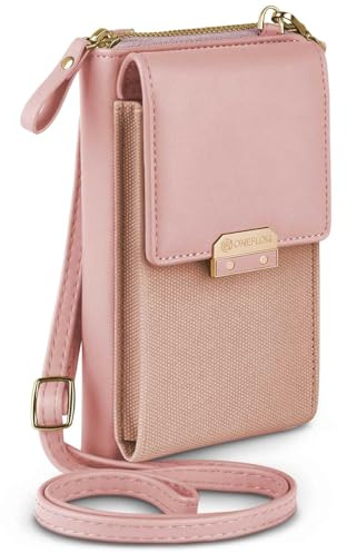 ONEFLOW Bliss Purse für iPhone 16 Pro Max Handytasche zum Umhängen Damen mit Portemonnaie, Handy Umhängetasche mit Geldbörse und Handyfach, Kleine Handtasche, Rose Pink