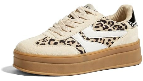 LUCKY STEP Baskets à plateforme pour femme - Tendance - Rétro - Semelle épaisse en caoutchouc - Confortables - Tennis - Skate - Chaussures de marche classiques décontractées