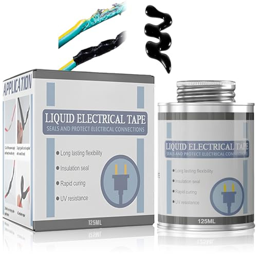 AuraBeen Cinta eléctrica líquida impermeable de secado rápido de 125 ml, capa de goma aislante para reparación de cables, pasta de masilla de pegamento aislante, cinta aislante líquida negra, 125 ml