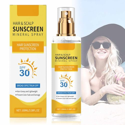 Haar und Kopfhautschutz Spray LSF 30,Haar Kopfhaut Sonnenschutz Mineral Spray,Hoher Schutz UVA und UVB,Nicht Fettend,Erhält die Vitalität Feuchtigkeit des Haares