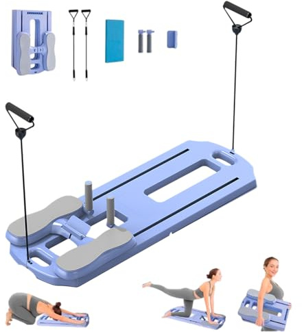 Kensbro Planche Pilate, Pilates Board Pliable avec 8 roulettes Silencieuses, Multifonctionnel Pilates Reformer, Capacité Charge de 150 kg, Retour Automatique Machine Pilate Maison