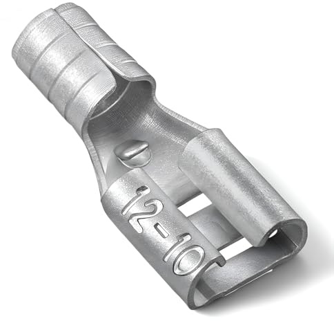 Otoolling 50 Pcs High Temperature Female Non Insulated Spade Connectors 12-10 Gauge Quick Disconnect 1/4 Female Tab Wire Splice Connectors for Electrical Wire Terminals