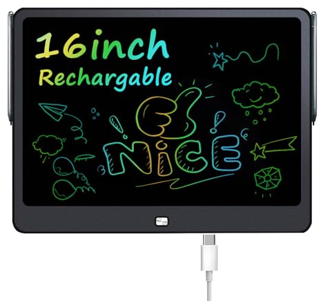 LCD Schreibtafel für Kinder, 16 Zoll buntes Zeichentablet, pädagogische Maltafel für Kleinkinder, Zeichenspielzeug für Kinder (3–8 Jahre), Weihnachten oder Geburtstag (Rosa)