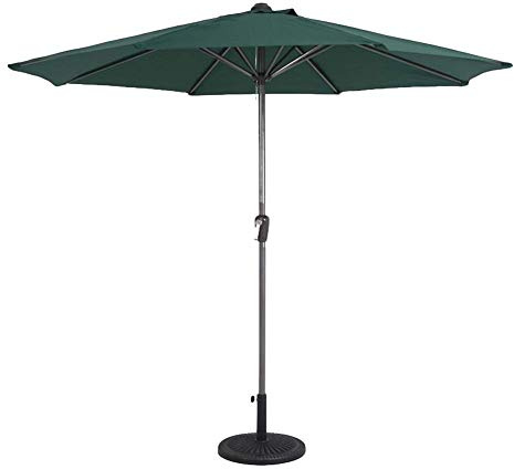 Parasols Garden Patio Umbrella with Winding Crank, 2.7m UV Sunshade Waterproof for Outdoor Yard Pool Beach Umbrellas Round Sunscreen - Dark Green