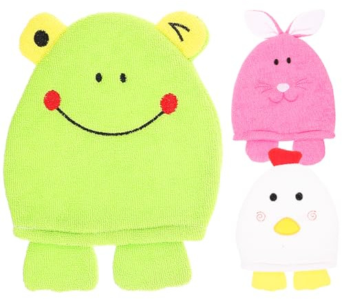 TOGEVAL 3 pièces de Bain Exfoliants pour Garçon Fille Mitaines Moussantes Légères Doux pour Nettoyage Corporel et Stimulation Circulation