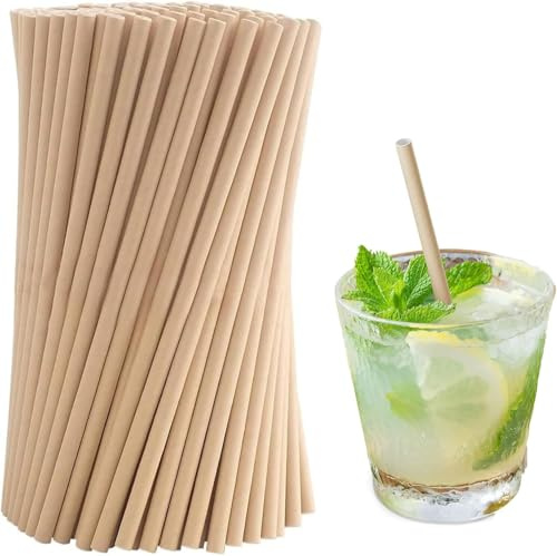 Pajitas de Papel Biodegradable, 100 Piezas Papel reutilizable, Compostables Pajitas, Ecológicas para todo tipo de eventos