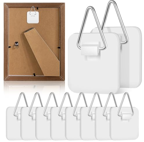 Sewroro Lot de 10 Crochets Muraux Adhésifs sans Clou pour Cadres Photos et Assiettes Décoratives Supports Muraux en Plastique Blanc Petits Porte-Assiettes Décoratifs Cuisine Salle de