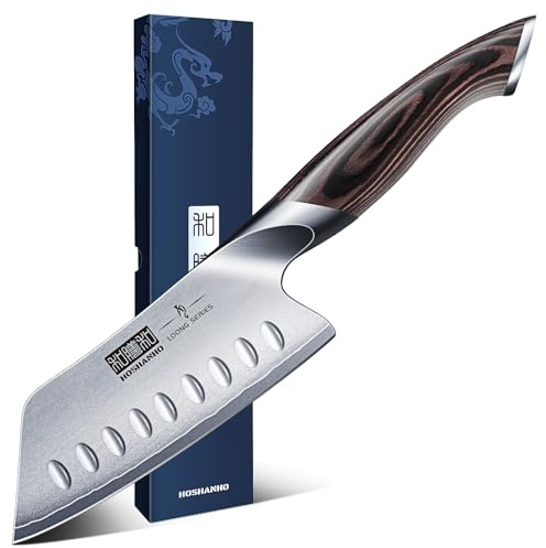 HOSHANHO 5 Inch Japanese Chef Knife, Ultra Sharp High Carbon Stainless Steel Kitchen Knife, Professional Santoku Knives with Ergonomic Pakkawood Handle
