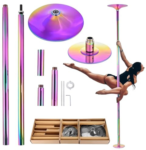 LUMIVO Pole Dance - Barra de danza de 45 mm para interiores, altura ajustable, 216 – 279 cm, estática y giratoria con extensión, acero cromado, sin taladrar, para interior Poles Dancing, gimnasia