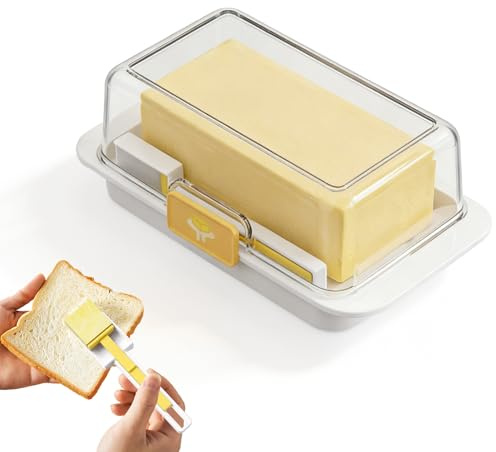 Zyrtkeriom Beurrier Hermétique Pour 250g & 500g De Beurre, Récipient Verrouillable Avec Couvercle, Idéal Pour Plan De Travail Et Frigo, Blanc