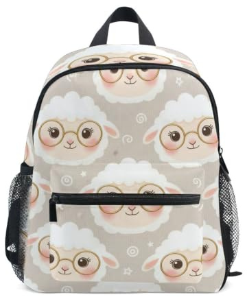 Sac à dos à lunettes en forme de mouton mignon pour tout-petits, filles, garçons, enfants, sac à dos d'école, Lunettes de mouton mignonnes, Medium, Sacs à dos cool imprimé football | Sacs à dos légers pour enfants de 3 à 8 ans avec étiquette nominative