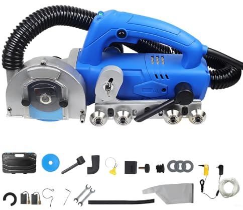 Fogrengöringsmaskin | 1200W Dammfri kakelfogrenare | Med 100 mm blad | Förvaringsväska | Dammuppsamlarpåse | Lätt att bära | För reparation och omfogning av keramiska kakel B
