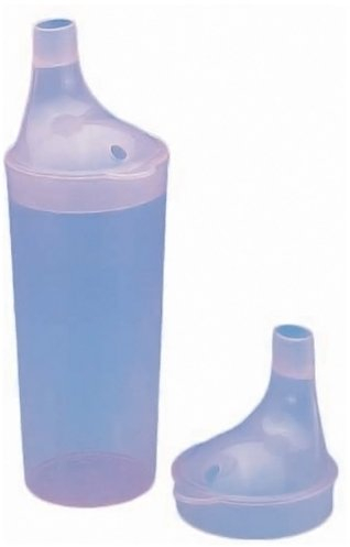 Drinking/Feeding Cup with 2 Spouts and Straw Holes. Small/Narrow Spout allows for drinking Liquids, Larger/Wider Spout for more Solid or Blended Food. Easy to hold and use. Reduces risk of Spillage.