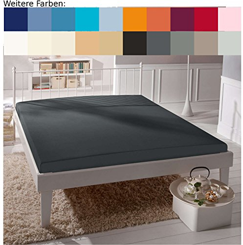 fleuresse Comfort Spannbettlaken (96 % Baumwolle, 4 % Elasthan), mit Rumdumgummizug, Ökotex Standard 100, für Matratzen bis 26 cm Höhe, 90 - 100 x 200 - 220 cm, Anthrazit