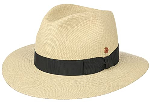 Mayser Menton Panamastrohhut Traveller Ripsband UV-Schutz Made in EU Herren Sommer Natur 56 cm