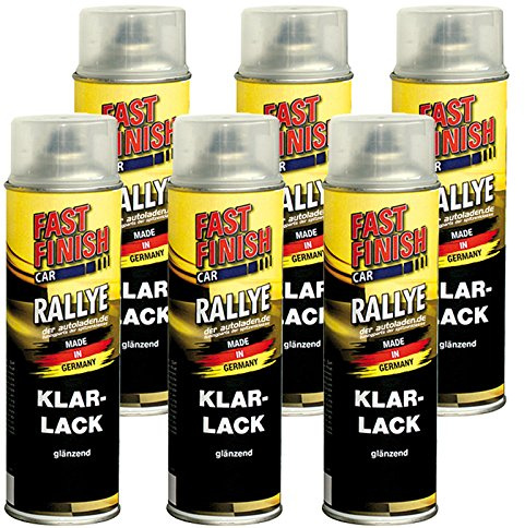 6x 500 ml FAST FINISH Car Rallye Klarlack Lackspray glänzend Spraydose 292859