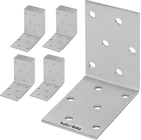 KOTARBAU® Lot de 50 Équerres renforcée 60 x 60 x 40 mm Équerre d'assemblage Acier Galvanisée Connecteurs pour Le Bois Équerre Fixation Support de Coin Raccord coudé