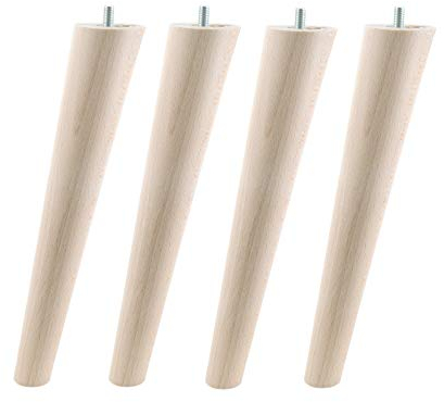 Unbekannt 4X Sofafüße Holzfüße Möbelfüße Beine aus Buche, mit Zubehör L. 10-45 cm Schräg (Schräg Länge 35cm)