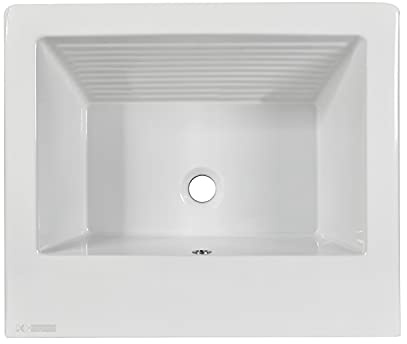 LAVATOIO PILOZZO CERAMICA 60 x 51 C/STRIZZATOIO PER TOP O MOBILE DA INCASSO O INSTALLAZIONE SOSPESA O STAFFE ANCHE IN ESTERNO INCLUSO DI PILETTA IN ACCIAIO E SIFONE