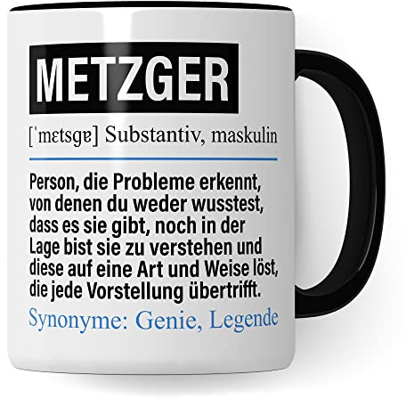 Tasse Metzger lustig, Metzger Geschenk Beruf, Spruch Kaffeebecher Metzgerei Geschenkidee, Beruf Metzgermeister Kaffee-Tasse Teetasse Becher