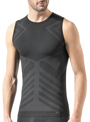 Risalti Debardeur Homme Thermique sans Manches Energy - sous Vêtement Homme Thermique élastiques, Haut Thermique Homme Respirants, T Shirt Homme sans Couture - Made in Italy