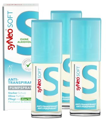 syNeo 5 soft Antitranspirant Pumpspray – für empfindliche Haut – sensitives Deo gegen Schwitzen – dermatologisch getestet – Halal-zertifiziert & ohne Alkohol – Made in Germany – 3er Pack (3 x 30 ml)