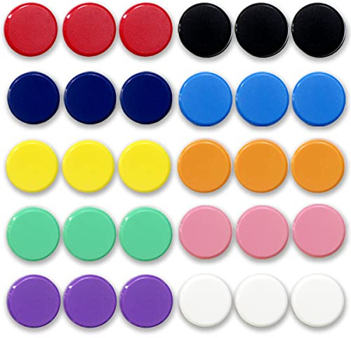 Qualsen Calamite Frigorifero, 30 Pezzi Calamite Potenti, Magneti Frigo, Calamite Piccole Colorate, Carino Tonde Magnete, Calamite per Lavagna Magnetica, per Frigo, Lavagne, Calendari (10 Colori)