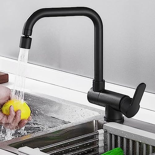 Wasserhahn Küche Klappbar Vorfenster Küchenarmatur Messing Wasser Kalt und Heiß Küchenspüle Wasserhahn-Schwarz