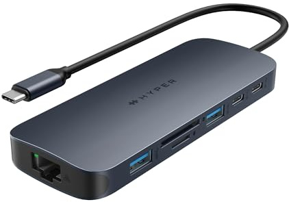 Hyper Drive Next 11-Port USB C Hub for Mac, PC and Chromebook with 2x 4K60Hz HDMI, 2x USB-A, 2x 10Gbps USB C, 10Gbps USB-C 140W, SD and microSD Card Reader,