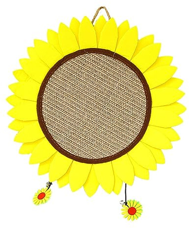 LOVIVER Rascador Colgante de Girasol para Gatos, Almohadilla rascadora para Gatos, Molinillo de, Tela de sisal de Madera, sofá, Tablero rascador para