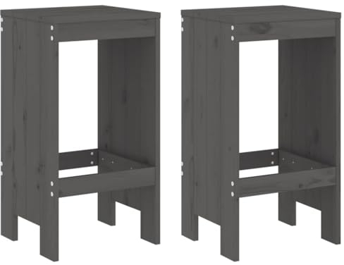 vidaXL Lot de 2 Tabourets de Bar, Chaise de Pub, Siège de Bistrot, Meuble de Terrasse Balcon Patio Jardin Extérieur, Bois Massif de Pin